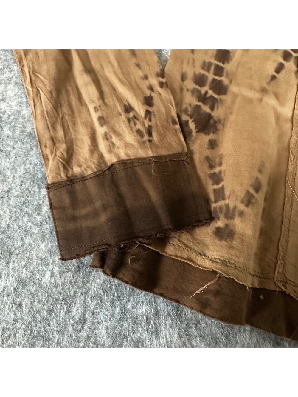 Lulumari Brown Tie Dye Embroidered Raw Edge Button Down Shirt Boho Western S - Picture 5 of 9